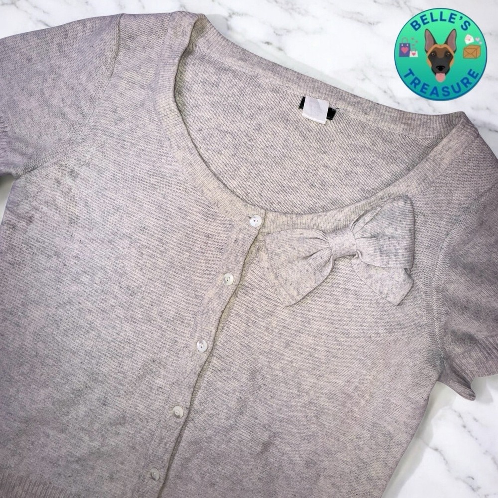 J. Crew Sweater Womens Large‎ Cardigan Cashmere Dream Valerie Bow Short Sleeve